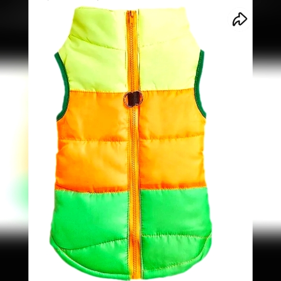 Green, Orange & Yellow Winter Pet Vest Jacket Size Large New - Picture 3 of 7